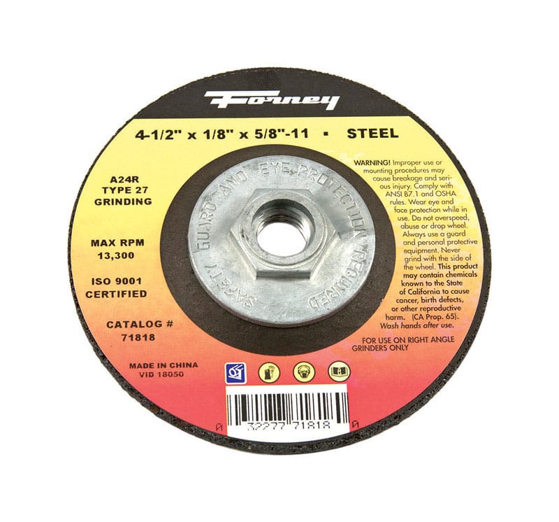 Forney 71818 Grinding Wheel Metal Type 27, 4-1/2X1/8X