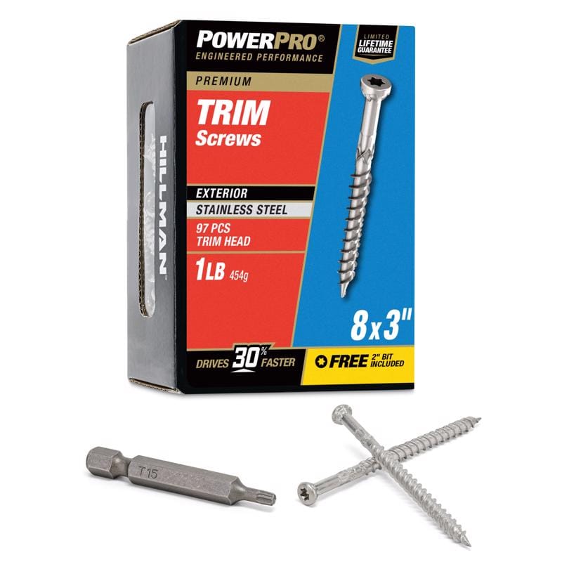 Hillman 48642V4 Power Pro No. 8 X 3 in. L Star Coarse Trim Screws 97 pk