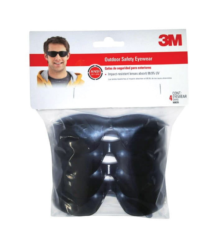 3M 90835 Anti-Fog Safety Glasses Gray Lens Gray Frame 4 pc