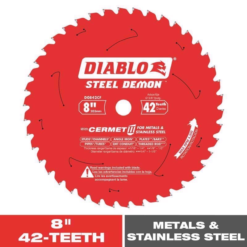 Diablo D0842CF Steel Demon 8 in. D X 5/8 in. Cermet Metal Saw Blade 42 teeth 1 pk