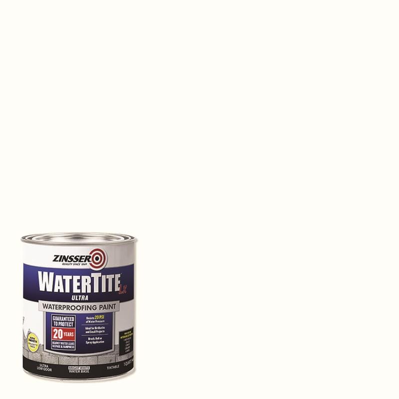Zinsser 271098 WaterTite Bright White Smooth Water-Based Acrylic Copolymer Waterproofing Paint 1 qt