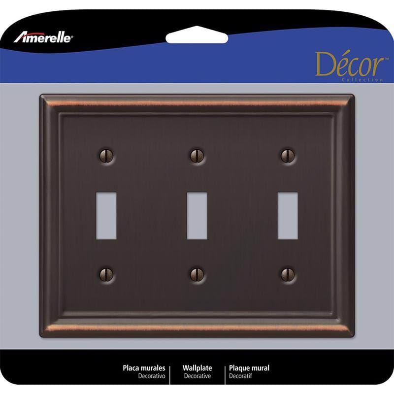 Amerelle 149TTTDB Chelsea Aged Bronze 3 gang Stamped Steel Toggle Wall Plate 1 pk