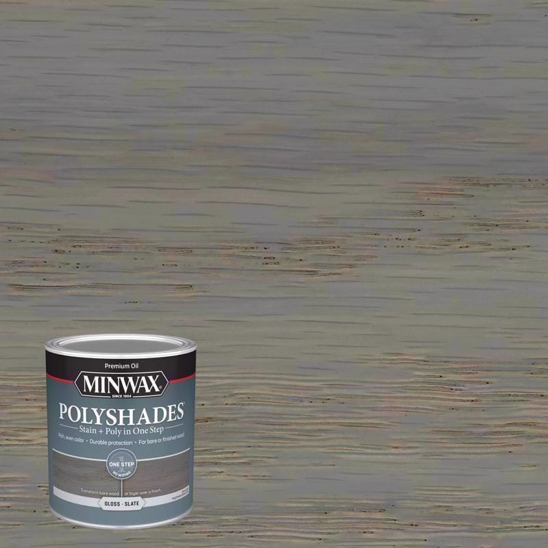Minwax 614984444 PolyShades Semi-Transparent Gloss Slate Oil-Based Stain/Polyurethane Finish 1 qt