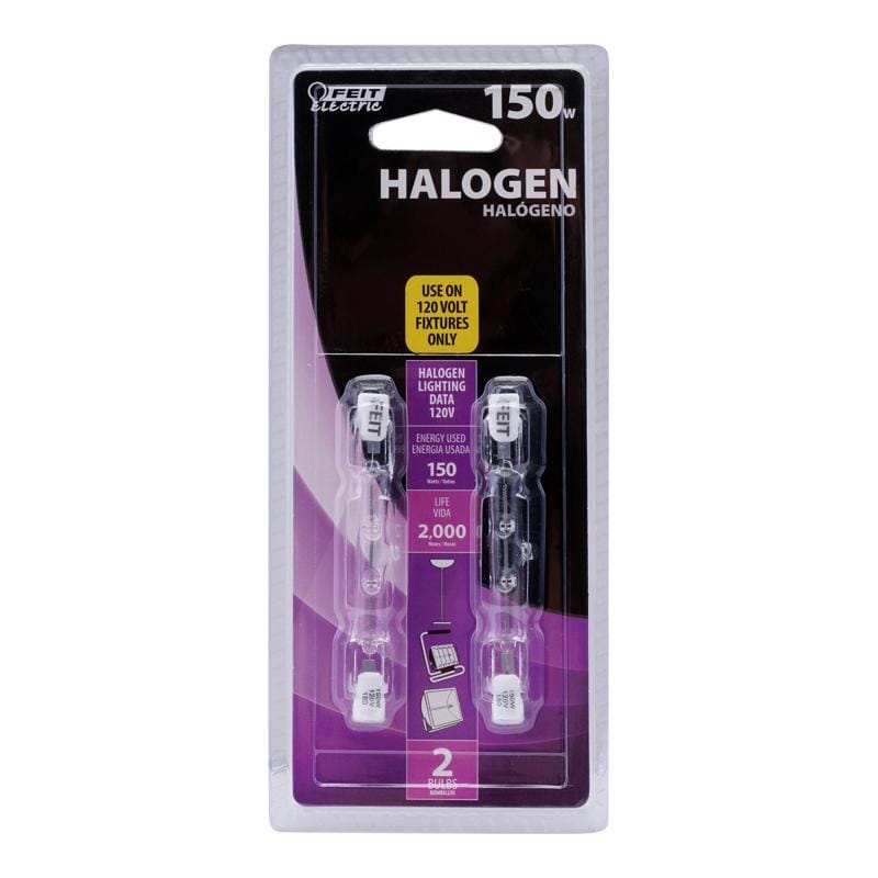 Feit BPQ150T3CLS2TRP 150 W T3 Tubular Halogen Bulb 2000 lm Bright White 2 pk