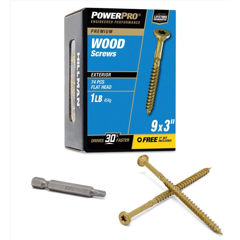 Hillman 48600V4 Power Pro No. 9 in. X 3 in. L Bronze Star Flat Head Premium Deck Screws 1 lb 74 pk