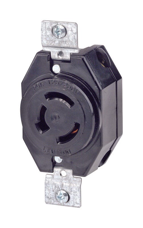 Leviton 07310-00B 20 amps 125/250 V Black Locking Receptacle 1 pk