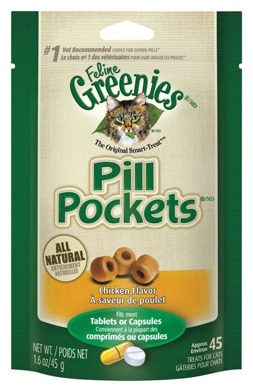 Greenies 428261 Pill Pockets Adult Chicken Cat Food Grain Free 1.6 oz