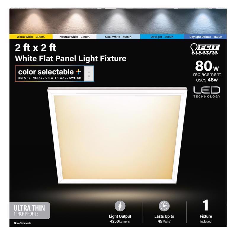 Feit FP2X2/6WY/WH EDGELIT 1 in. H X 23.9 in. W X 23.9 in. L Frost White LED Flat Panel Light Fixture