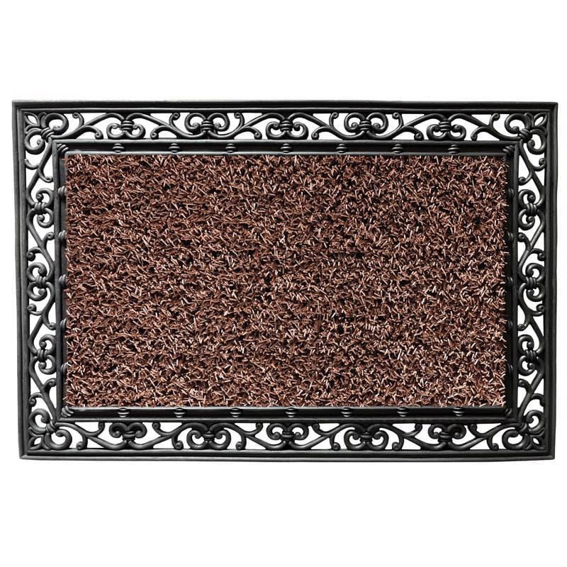 Grassworx 10376817 Clean Machine 24 in. W X 36 in. L Brown Wrought Iron Stems and Leaves Astroturf Door Mat