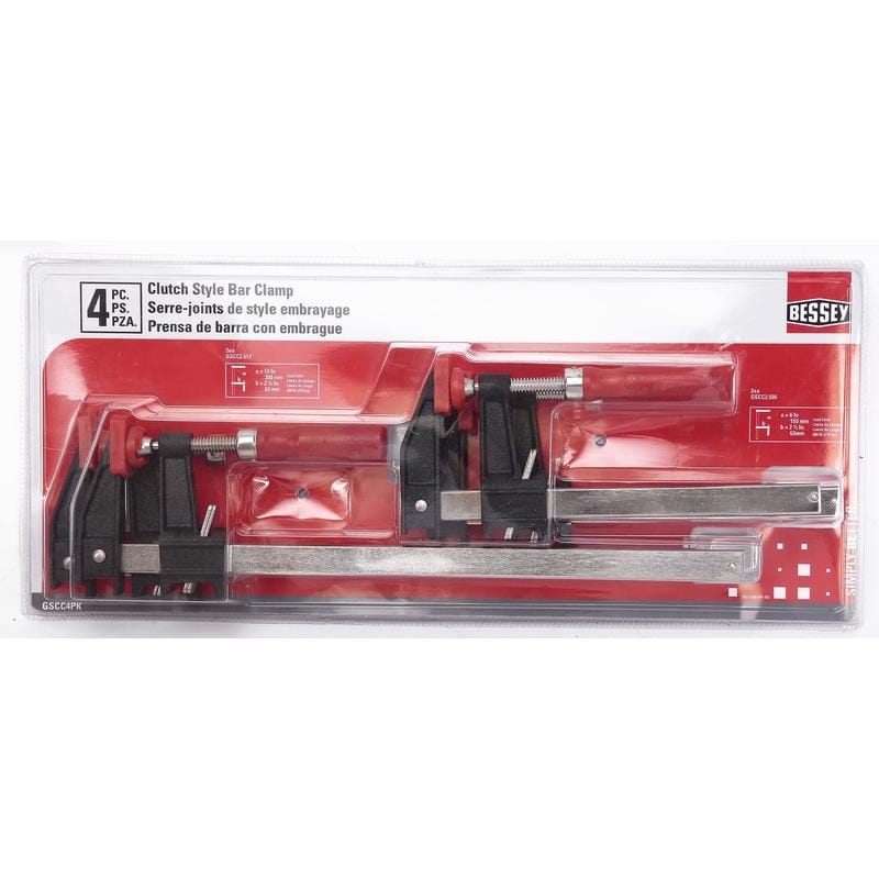 Bessey GSCC4PK-C Clutch Style Bar Clamp Set 600 lb 4 pc