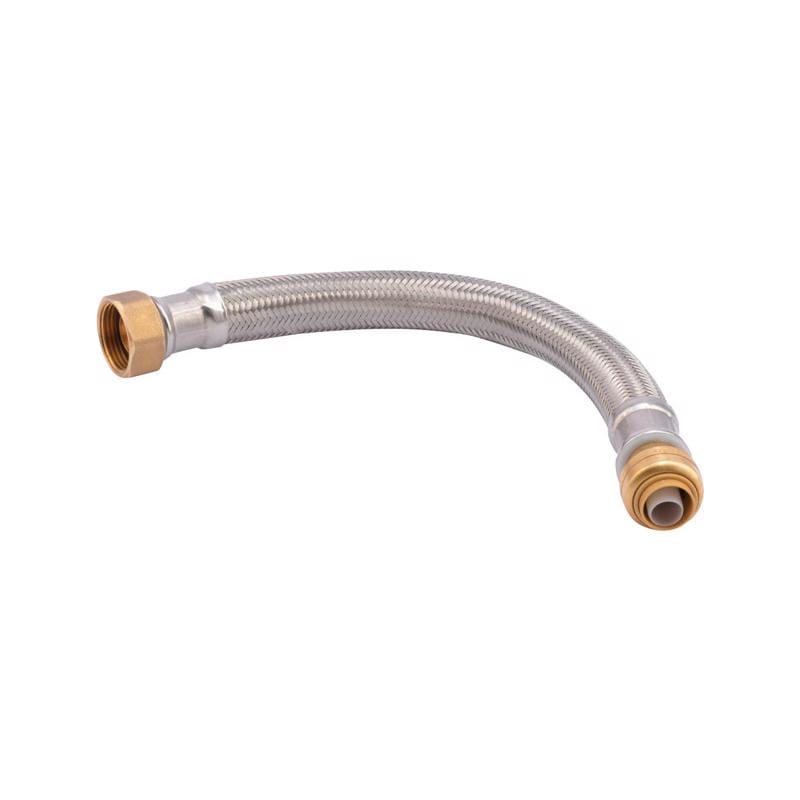 SharkBite UR3068FX12 1/2 in. Push Fit X 3/4 in. D FIP 12 in. Stainless Steel Water Heater Supply Connector