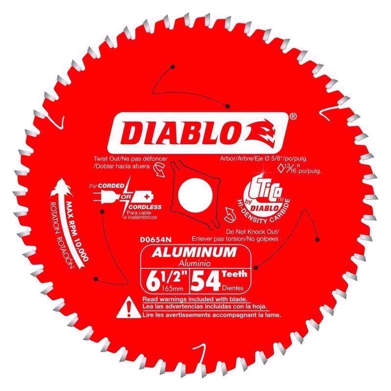 Diablo D0654NA 6-1/2 in. D X 5/8 in. TiCo Hi-Density Carbide Circular Saw Blade 54 teeth 1 pk
