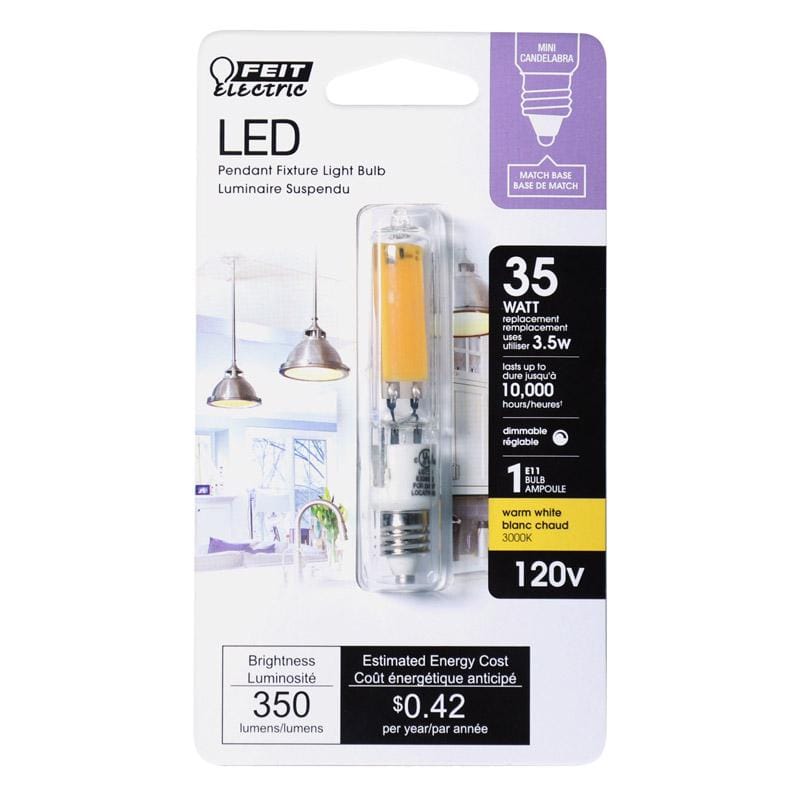 Feit BP35MC/830/LED T4 E11 LED Bulb Warm White 35 Watt Equivalence 1 pk