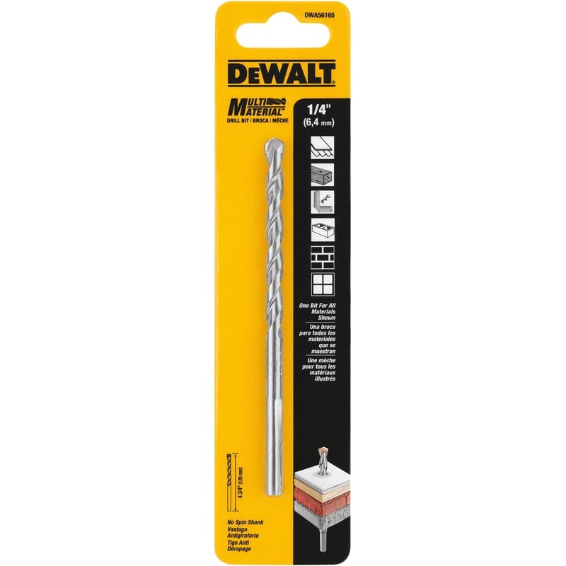 Dewalt DWA56165 1/4 in. X 4-3/4 in. L Carbide Tipped Masonry Drill Bit Hex Shank 1 pc