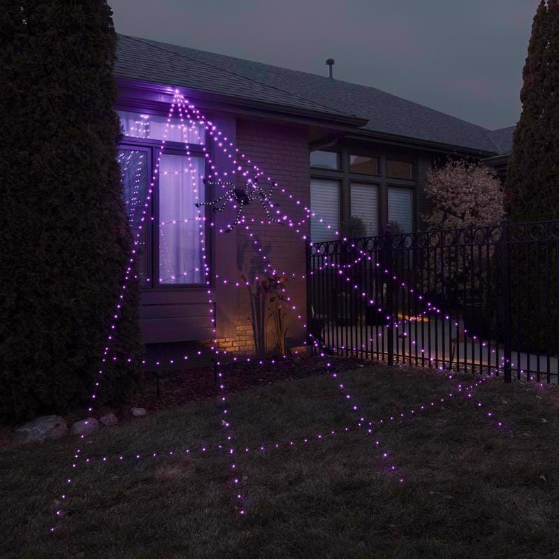 Celebrations SPWBLA Orange/Purple 496 ct 16 ft. LED Prelit Web Hanging Decor