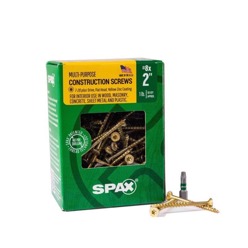 Spax 4191020400504 Multi-Material No. 8 in. X 2 in. L T-20+ Flat Head Serrated Construction Screws