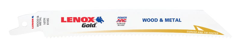 Lenox 21064610GR Gold 6 in. Bi-Metal Reciprocating Saw Blade 10 TPI 5 pk