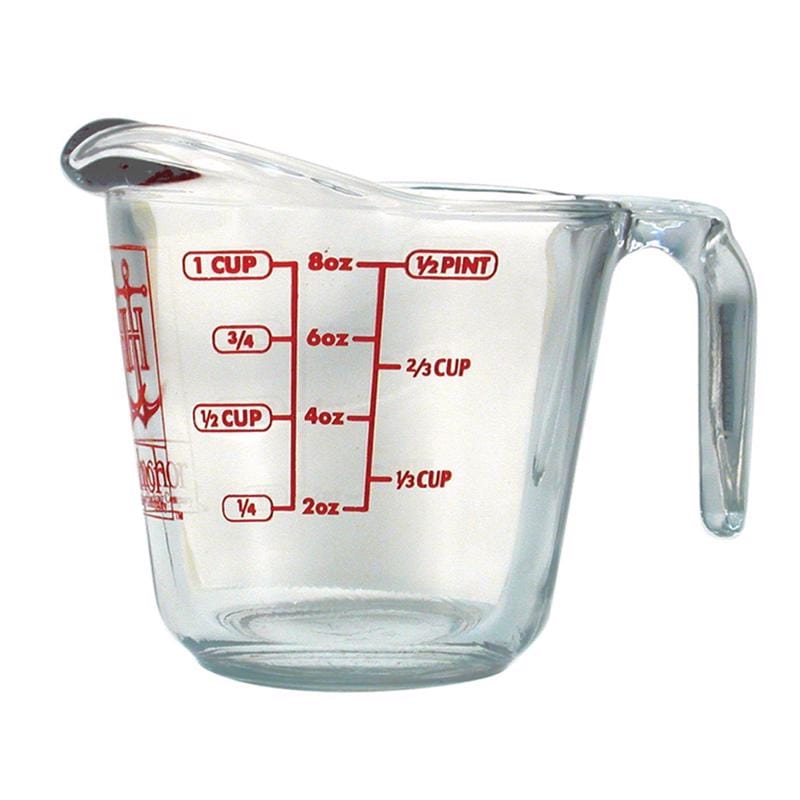 Anchor Hocking 55175L24 1 cups Glass Clear/Red Measuring Cup
