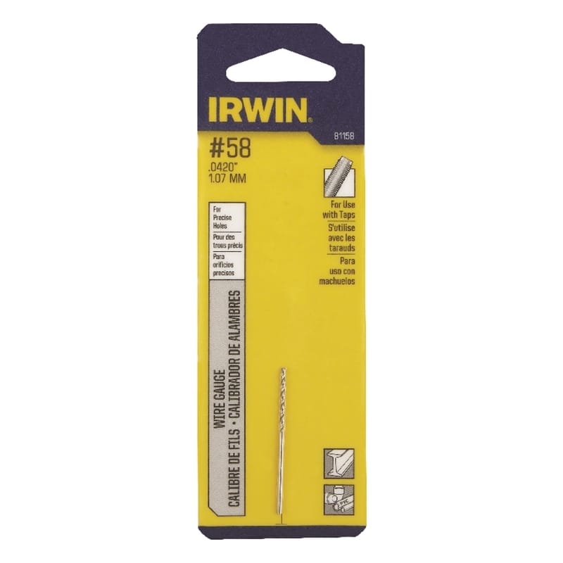Irwin 81158 #58 X 1-5/8 in. L High Speed Steel Wire Gauge Bit Straight Shank 1 pc