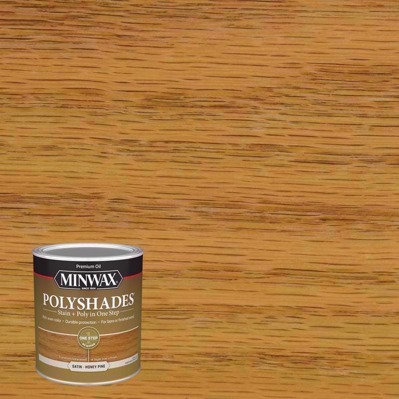 Minwax 61310444 PolyShades Semi-Transparent Satin Honey Pine Oil-Based Stain/Polyurethane Finish 1 qt