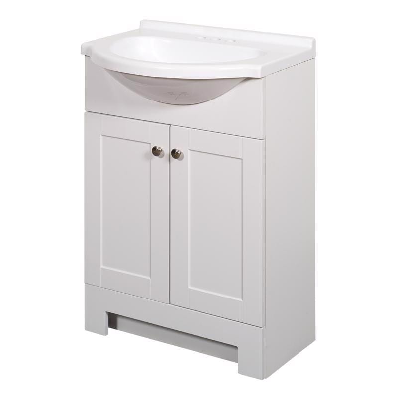 Zenna Home SEC24WW Single White Bathroom Vanity 24 in. W X 16 in. D X 35.5 in. H