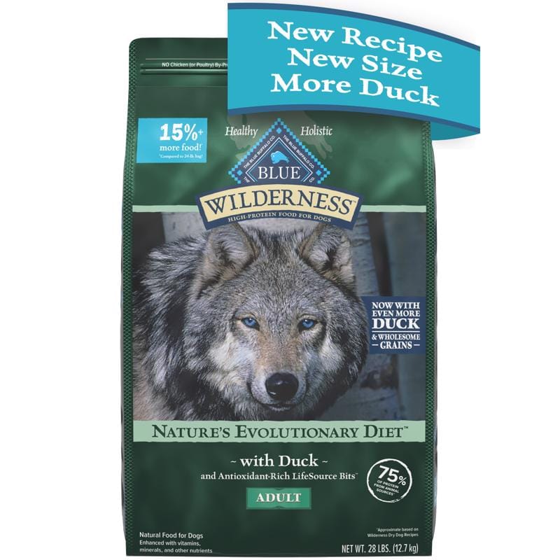 Blue Buffalo 597206 Wilderness Adult Duck Dry Dog Food Grain Free 24 lb