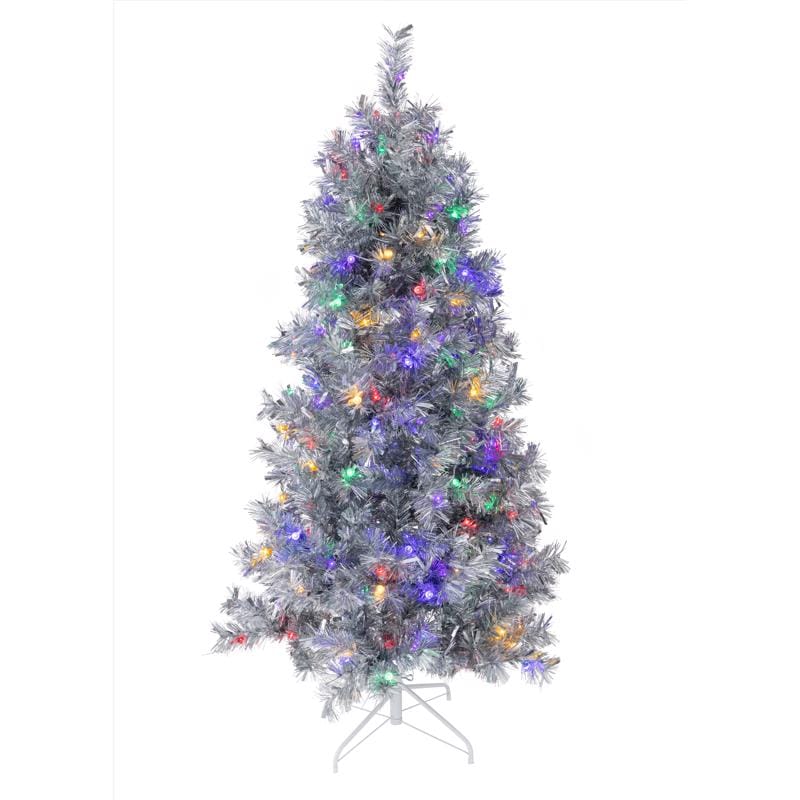 Celebrations 24-06030A 6 ft. Full LED 200 ct Silver w/ Reflectors Christmas Tree