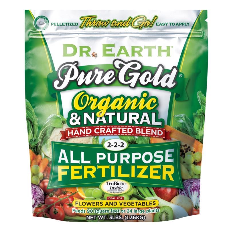 DR. Earth 758P Pure Gold Organic Fruits/Vegetables 2-2-2 Fertilizer 3 lb