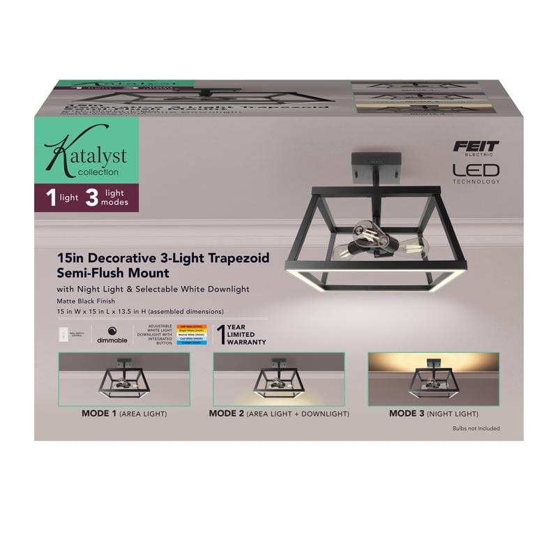 Feit FM153T5CCTNLBK 13.6 in. H X 15 in. W X 15 in. L Matte Black Black Ceiling Fixture