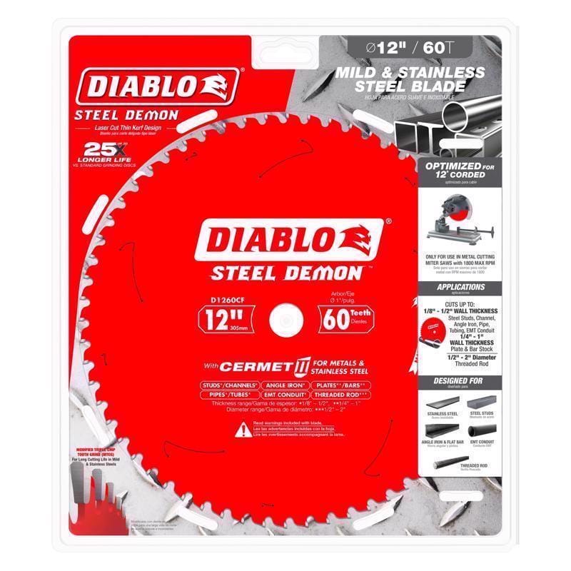 Diablo D1260CF Steel Demon 12 in. D X 1 in. Cermet Metal Saw Blade 60 teeth 1 pk