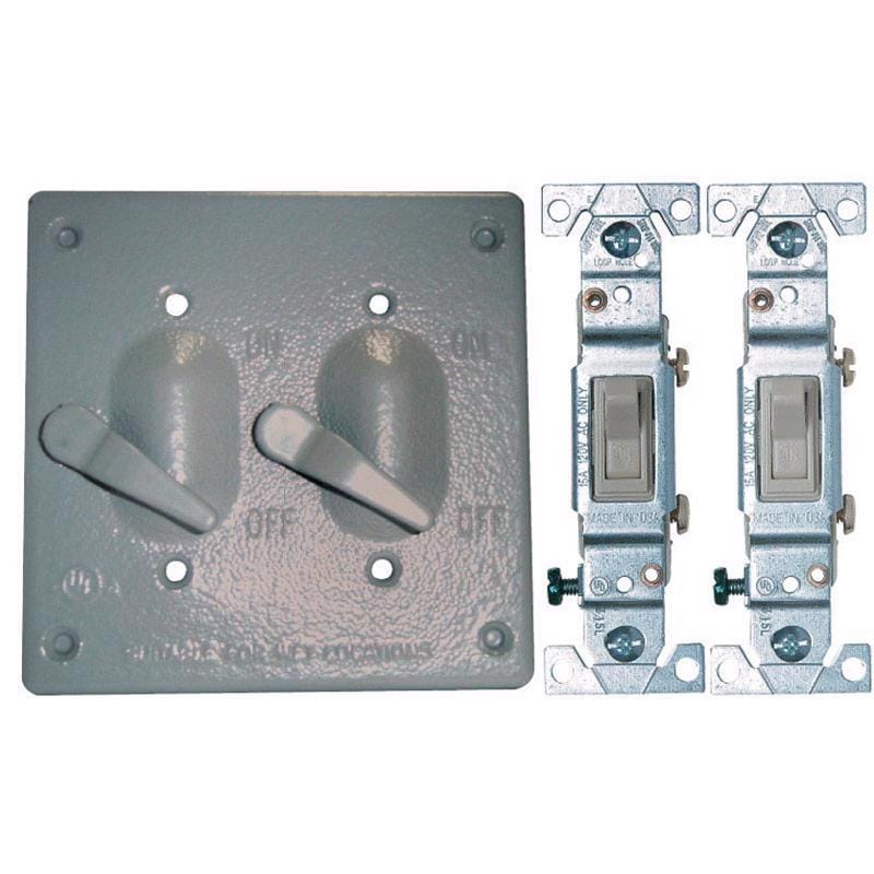 Sigma Engineered Solutions 14219 Square Die-Cast Metal 2 gang 4.84 in. H X 4.84 in. W Toggle Switch and Co