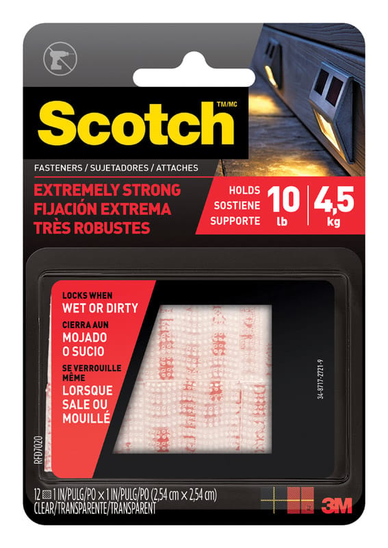 Scotch RFD7020 Medium Foam Hook and Loop Fastener 1 in. L 12 pk