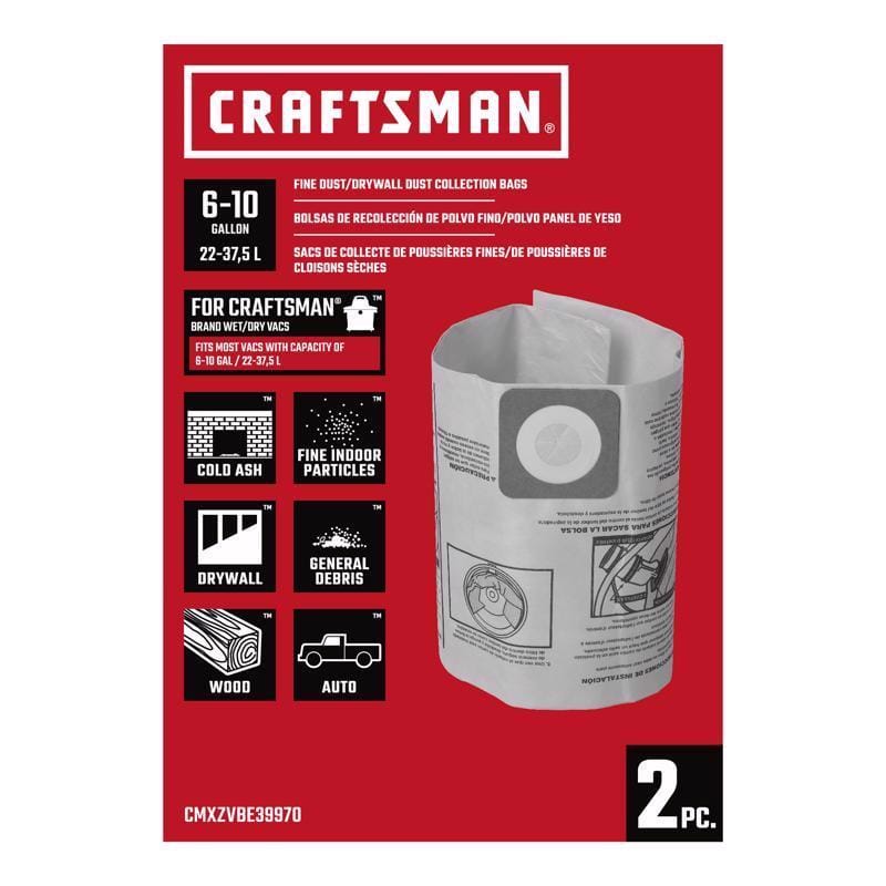 Craftsman CMXZVBE39970 6-10 Gallon Dust Bags