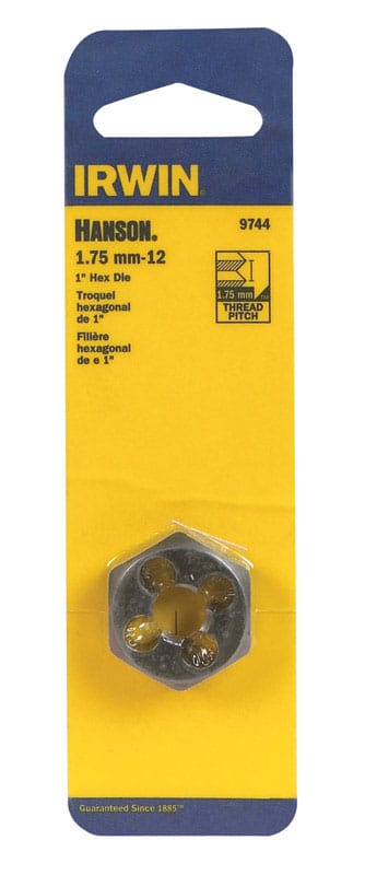 Irwin 9744 Hanson Metric 12 - 1.75 mm Hexagon Die