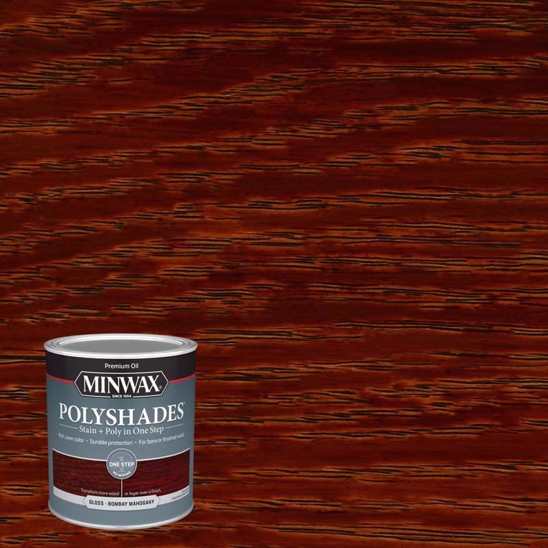 Minwax 61480444 PolyShades Semi-Transparent Gloss Bombay Mahogany Stain/Polyurethane Finish 1 qt
