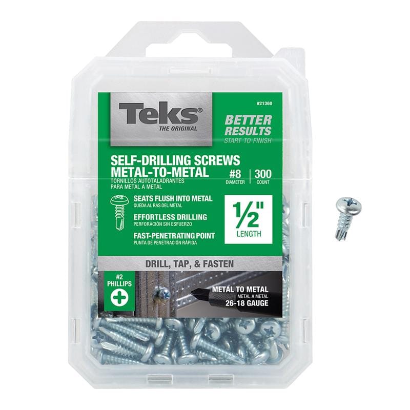Teks 21360 No. 8 in. X 1/2 in. L Phillips Pan Head Sheet Metal Screws 300 pk