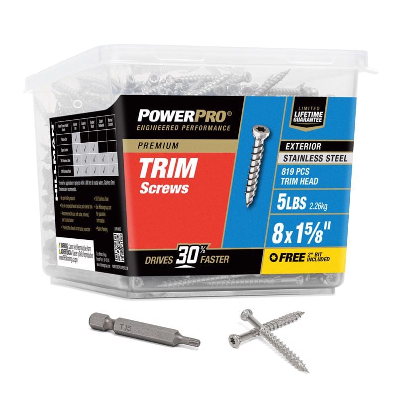 Hillman 48643V4 Power Pro No. 8 X 1-5/8 in. L Star Bronze Ceramic Coarse Trim Screws 819 pk
