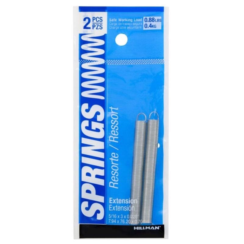 Hillman 543003 3 in. L X 5/16 in. D Extension Spring 2 pk