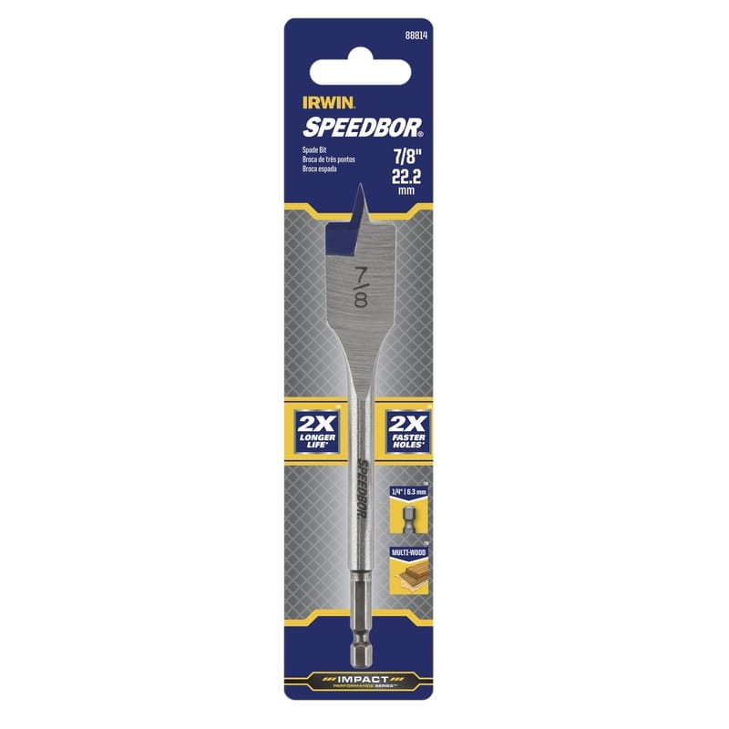 Irwin 88814 Speedbor 7/8 in. X 6 in. L Carbon Steel Wood Boring Bit Hex Shank 1 pc