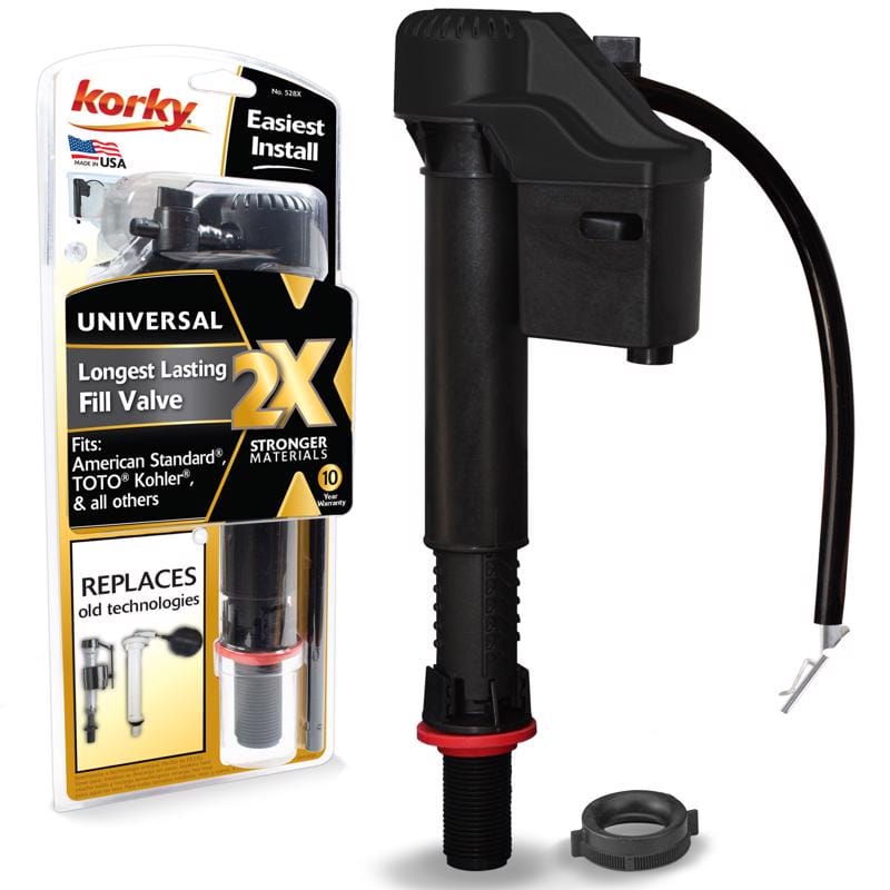 Korky 528XBP 2X Toilet Fill Valve Black Plastic/Rubber For Universal