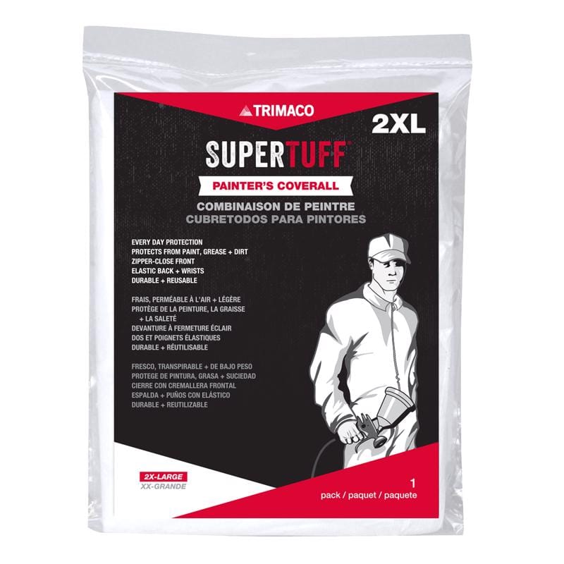 Supertuff 09907 Polypropylene Coveralls White 2XLT 1 pk