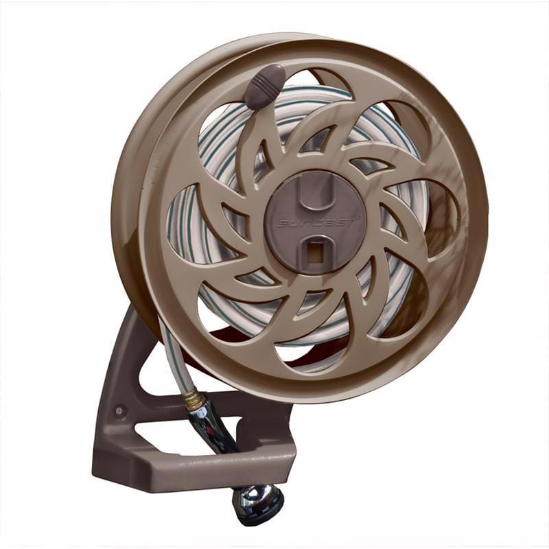 Suncast CPLSTA125B Side Tracker 125 ft. Brown Wall Mounted Hideaway Hose Reel