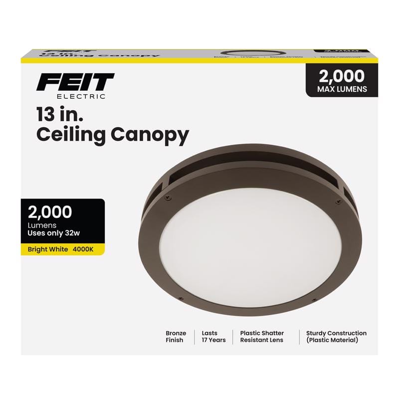Feit Electric S13CM/840/BZ Feit 2.3 in. H X 13 in. W X 13 in. L Bronze Ceiling Fixture