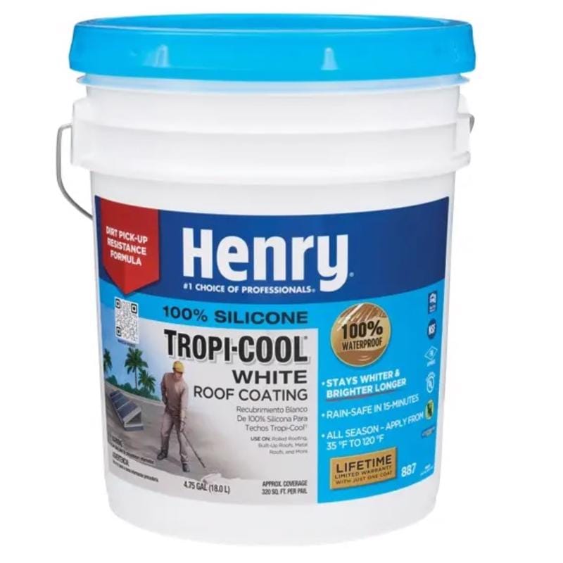 Henry HE887HS073 Tropi-Cool White Silicone Roof Coating 4.75 gal