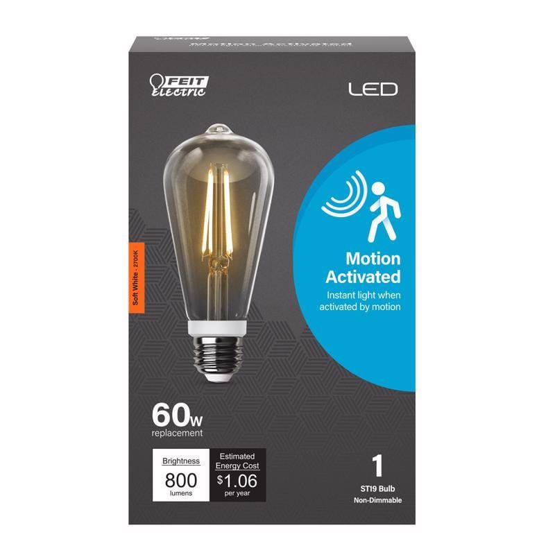 Feit ST19C927CAMFILD ST19 E26 (Medium) LED Motion Activated Bulb Soft White 60 Watt Equivalence 1 pk