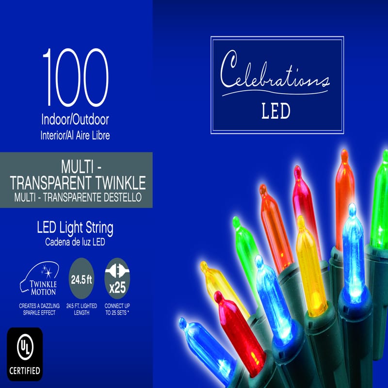 Celebrations G8234212 LED M5 Multicolored 100 ct String Christmas Lights 24.75 ft.