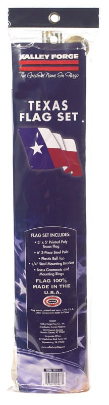 Valley Forge TEX1-1 Texas Flag Kit 36 in. H X 60 in. W