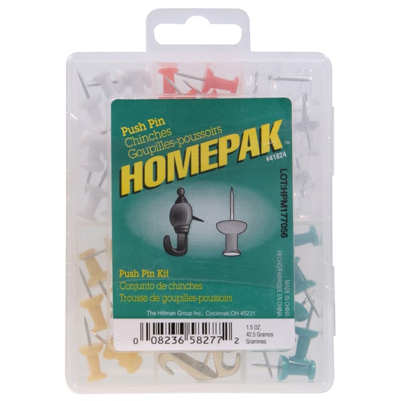 Hillman 41824 Assorted Push Pins 100 pk