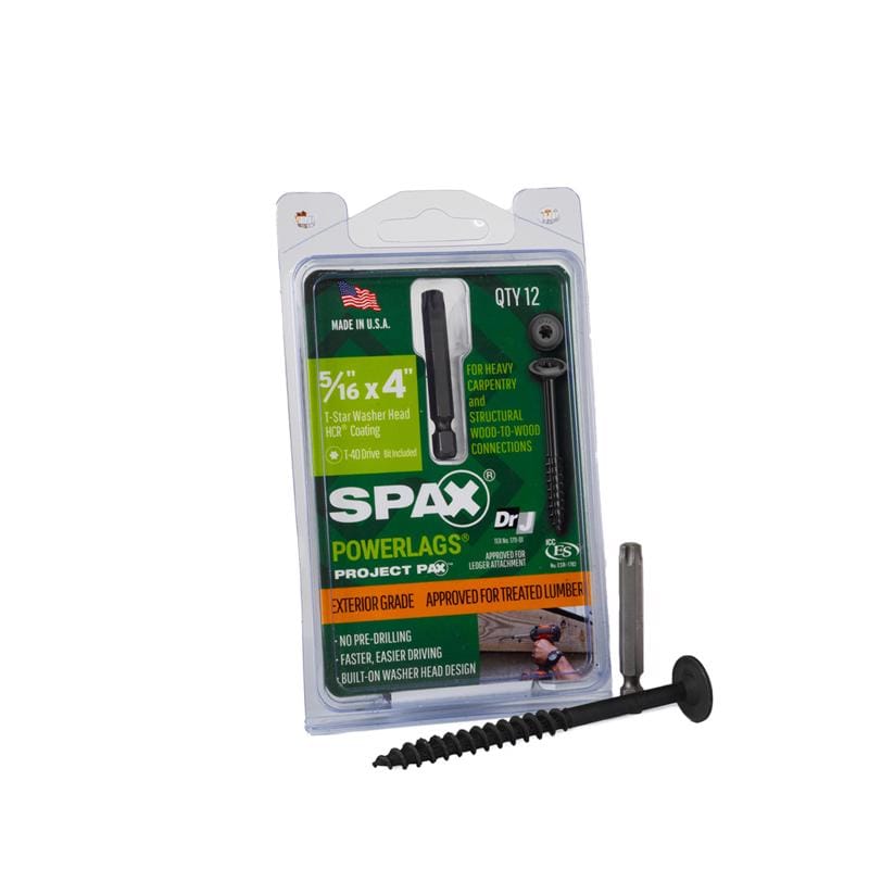 Spax 45818208010043 PowerLag 5/16 in. in. X 4 in. L T-40 Washer Head Serrated Structural Screws