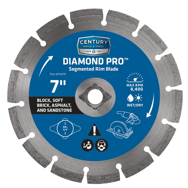 Century Drill & Tool 75470 7 in. D Diamond Segmented Rim Diamond Saw Blade 1 pc